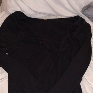 Free people black tie up shirt